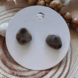 Michigan Petoskey Stone Stud Earrings